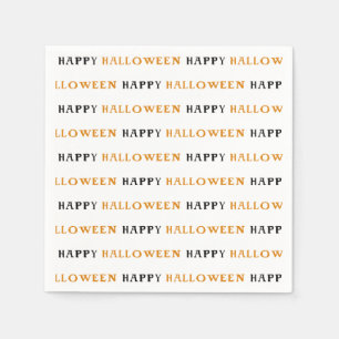 Happy Halloween Orange Black Wording Party Napkin
