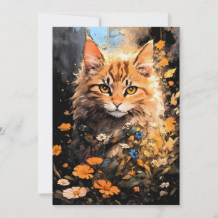 Happy Halloween Orange Cat Magick Holiday Card