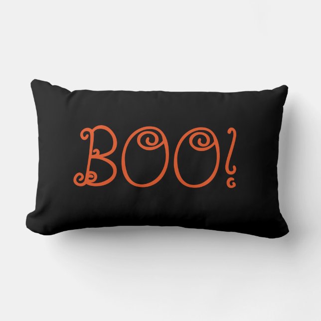 Happy Halloween Orange Chevron Boo! Lumbar Cushion (Front)