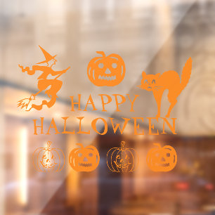 Happy Halloween orange cute window decor  Cling
