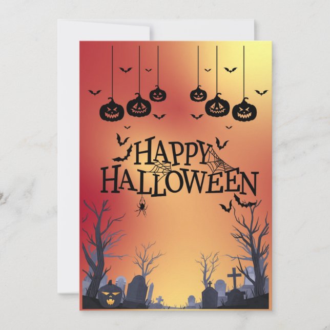 Happy Halloween Orange Greeting Card (Front)