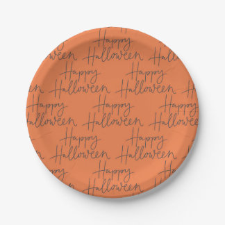 Happy Halloween Orange & Grey Party Plates