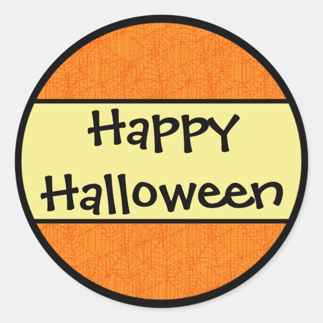 Happy Halloween Orange Pattern Classic Round Sticker (Front)