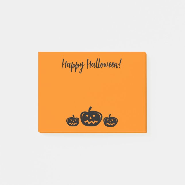 Happy Halloween orange Post-it® notes with pumpkin (Front)