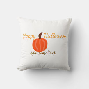 Happy Halloween orange pumpink fall orange brown Cushion