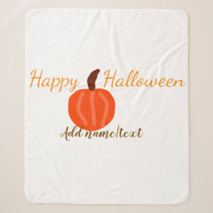 Happy Halloween orange pumpink fall orange brown Sherpa Blanket