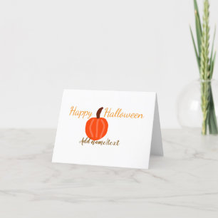 Happy Halloween orange pumpink fall orange brown Thank You Card
