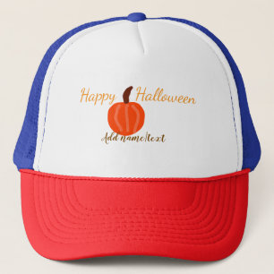 Happy Halloween orange pumpink fall orange brown Trucker Hat