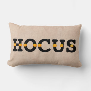 Happy Halloween Orange Pumpkin Burlap Lumbar Cushion