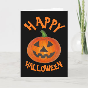 Happy Halloween Orange Pumpkin Jack o' Lantern Card