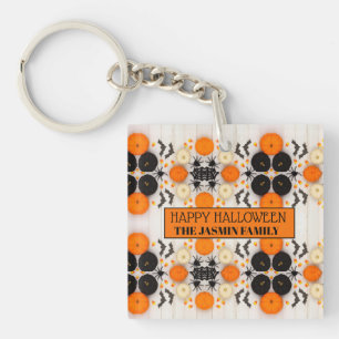 Happy Halloween Orange Pumpkin  Key Ring