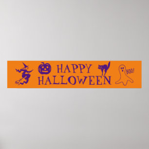 Happy Halloween orange purple spooky Poster