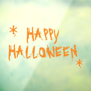 Happy Halloween orange scary spooky typography Window Cling