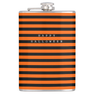 Happy Halloween Orange & White Hip Flask