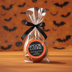 Happy Halloween Orange White Spooky Cookie Classic Round Sticker