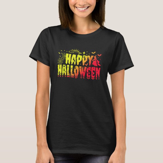Happy Halloween, Orca, Bunny And Pets Skeletons Gh T-Shirt (Front)