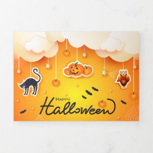 Happy Halloween over the Clouds Tri-Fold Card