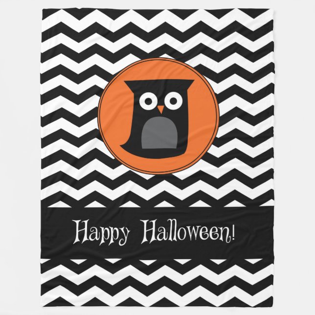 Happy Halloween Owl Fleece Blanket (Front)