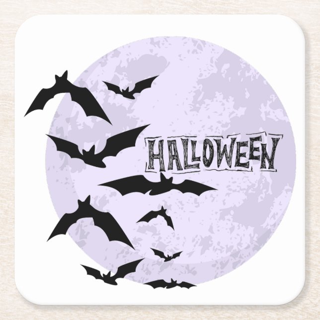 Happy Halloween Paper Undercuts Square Paper Coaster (Front)