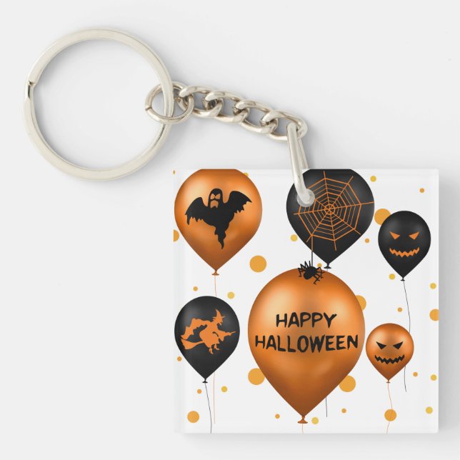 Happy Halloween Party Balloons Key Ring (Front)
