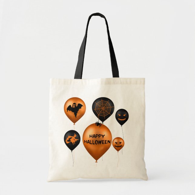 Happy Halloween Party Balloons Tote Bag (Front)
