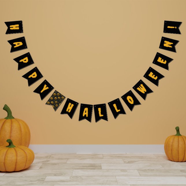 'Happy Halloween' party black spooky pumpkin Bunting (Creator Uploaded)