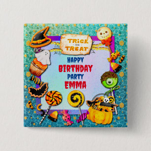 Happy Halloween party filled with trick-or-treat 15 Cm Square Badge