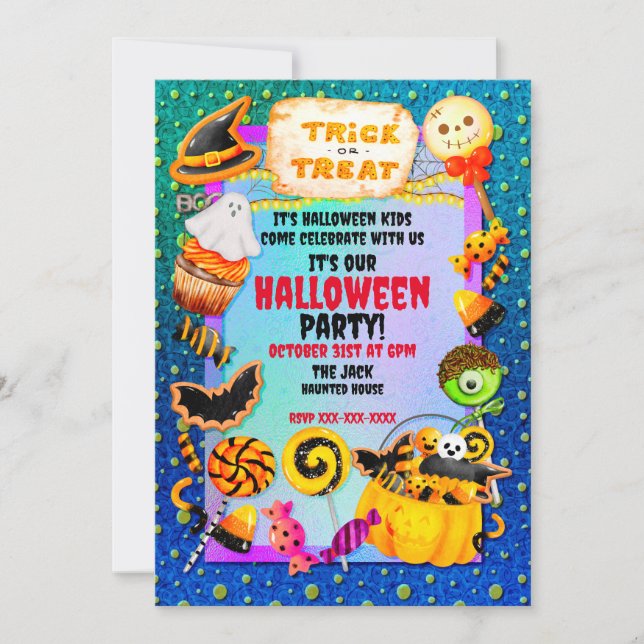 Happy Halloween party filled with trick-or-treat Invitation (Front)