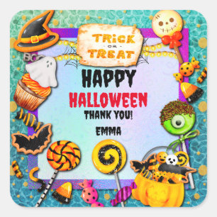Happy Halloween party filled with trick-or-treat Square Sticker