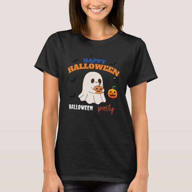 Happy Halloween Party Ghost T-Shirt (Front)