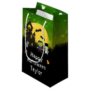 Happy Halloween Party Monsters Green Small Gift Bag