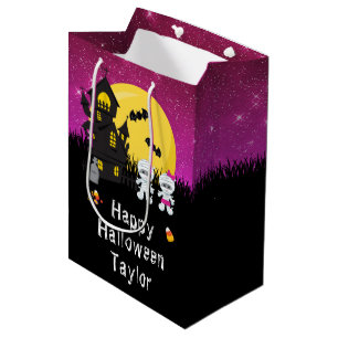 Happy Halloween Party Mummy Dark Pink Medium Gift Bag
