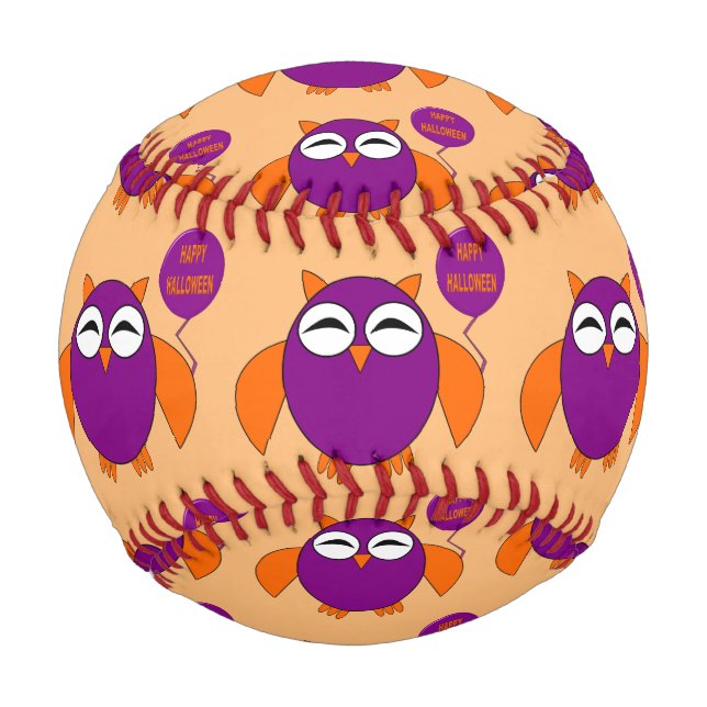 Happy Halloween Party Owl Baseball (Front)
