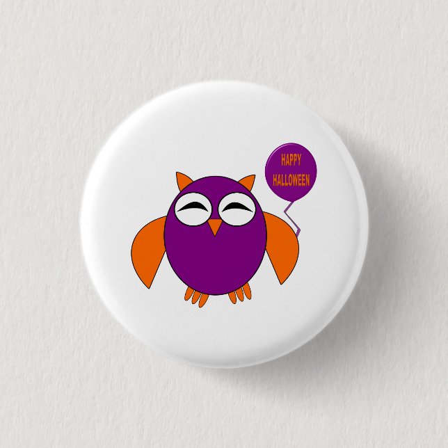 Happy Halloween Party Owl Button (Front)