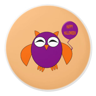 Happy Halloween Party Owl Ceramic Knob