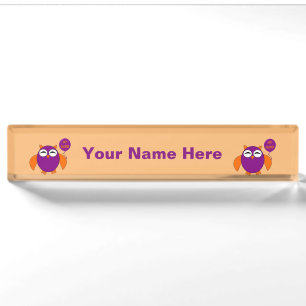 Happy Halloween Party Owl Custom Desk Nameplate