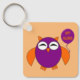 Happy Halloween Party Owl Custom Key Ring