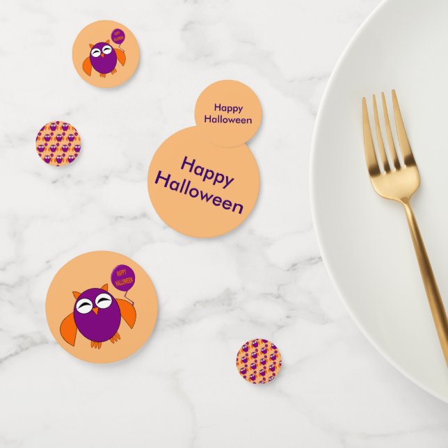 Happy Halloween Party Owl Custom Table Confetti (Group)
