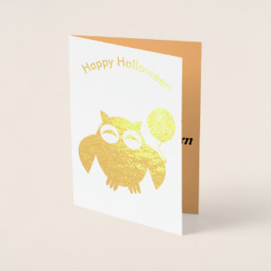Happy Halloween Party Owl Foil Card