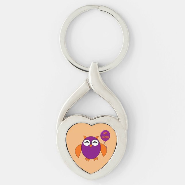 Happy Halloween Party Owl Keychain (Front)