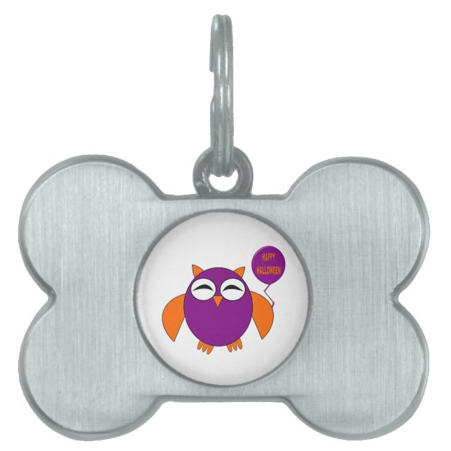 Happy Halloween Party Owl Pet Tag (Front)