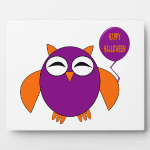 Happy Halloween Party Owl Plaque