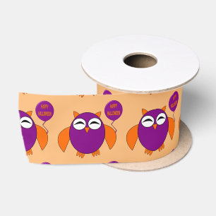 Happy Halloween Party Owl Ribbon Satin Ribbon