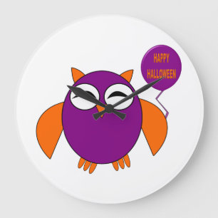 Happy Halloween Party Owl Wall Clock