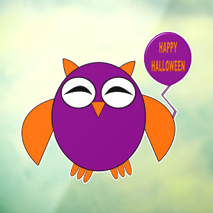 Happy Halloween Party Owl Window Cling