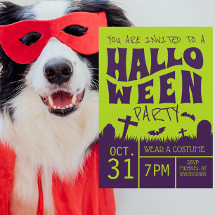 Happy Halloween   Party Purple Graveyard Invitatio Invitation