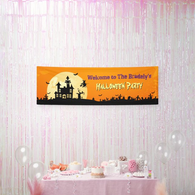 Happy Halloween Party Scary Haunted House Zombie Banner (Party)