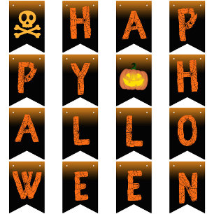 Happy Halloween Party spiderweb spooky typography  Bunting