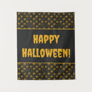 Happy halloween party spooky pumpkin cartoon dark tapestry