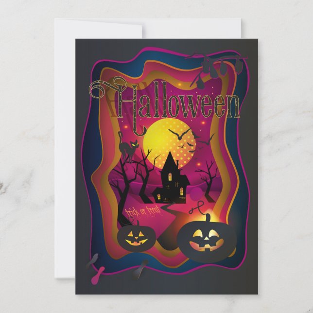 Happy Halloween Party "Treat or Trick" Card (Front)